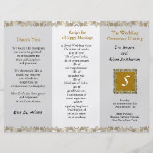 Wedding Program Folder Gold Leaf Personalised Flyer