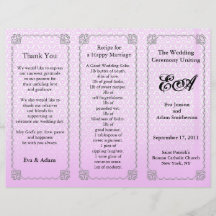Wedding Program Folder Pattern Pink Grey Flyer Design