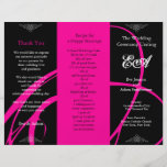 Wedding Program Folder Twirl Pink Black Flyers