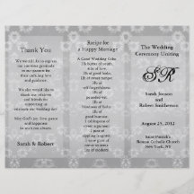 Wedding Program Grey Floral Flyer