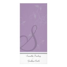 Wedding Program - Monogram Lavender Purple Floral Full Color Rack Card