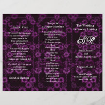 Wedding Program Pink Flowers Flyer