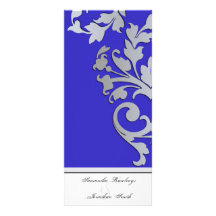 Wedding Program - Royal Blue Silver Sparkle Swirl Full Colour Rack Card