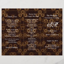 Wedding Program Sepia Flowers Flyer