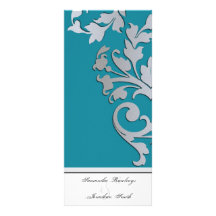 Wedding Program - Turquoise & Silver Sparkle Custom Rack Card