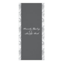 Wedding Program - White Grey Elegant Floral Custom Rack Card