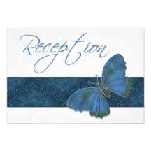 Wedding Reception Butterfly Brocade blue Personalised Announcement