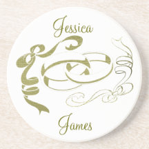 Wedding Rings and Bows Customisable Coaster