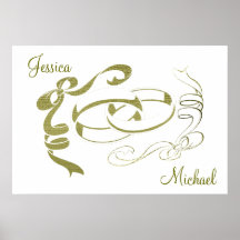 Wedding Rings and Bows Customisable Poster