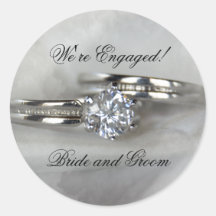 Wedding Rings Engagement Envelope Seals Round Stickers