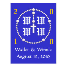 Wedding Rosary Monogram Post Card