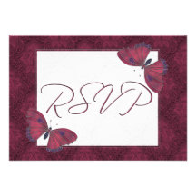 Wedding RSVP Butterfly Brocade red Custom Invites