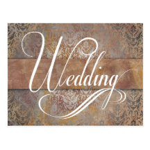Wedding RSVP Formal Tuscan Damask Postcard