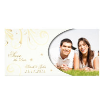 Wedding Save the Date Announcement Floral Swirl Personalized Photo Card