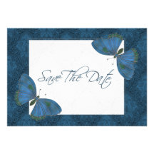 Wedding Save the Date Butterfly Brocade blue Custom Invites