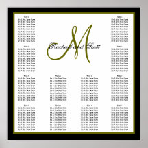 Wedding Seating Chart Monogram Names Poster