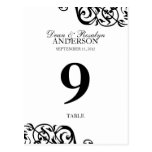 Wedding table number card party reception B&W Postcards