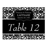 Wedding Table Number Sign Damask Pattern Postcard