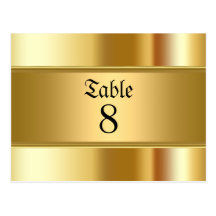 Wedding table Numbers Gold Postcard