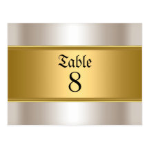 Wedding table Numbers Gold Sepia Postcards