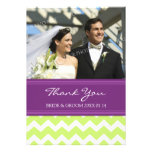 Wedding Thank You Photo Cards Lime Plum Chevron Personalised Invite