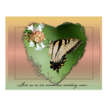 Wedding Vow Renewal Postcard/Butterfly and Heart