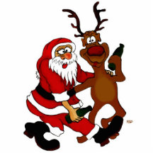 Weihnachtsmann mit Elch Fotofigur