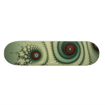 Weird Fractal Design - Red and Green Spirals Dots Skateboard