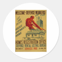 Welcome Defence Workers Advertisement Poster 1941 Sticker
