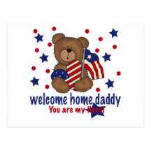 Welcome Home Daddy Bear Postcard
