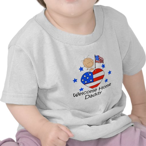 Welcome Home Daddy Stick Figure Baby Tees