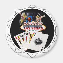 Welcome Sign Black Poker Chip Fridge Magnets