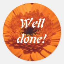 Well done! Orange Gerbera Stickers