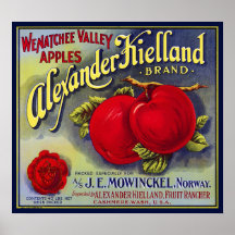 WENATCHEE VALLEY APPLES FRUIT CRATE LABEL 1910 PRINT