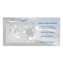 We're Engaged Black Sand Beach Photo Cards