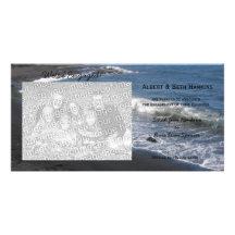We're Engaged Black Sand Beach Photo Cards
