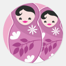 We're Expecting TRIPLETS 3 babushka dolls Round Sticker