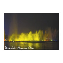 West Lake Colorful Light-Show Stretched Canvas Prints