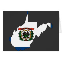 West Virginia Flag Map Greeting Cards