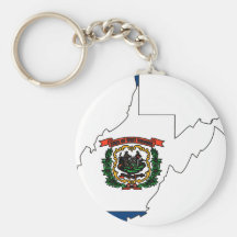 West Virginia Flag Map Keychain