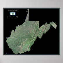 West Virginia from space satellite poster