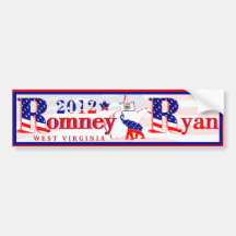 West Virginia Romney Ryan 2012 Bumper Sticker 3