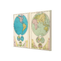 Western and Eastern Hemisphere Stretched Canvas Prints