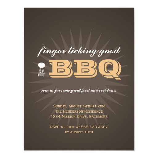 Western brown summer grill BBQ starburst picnic Invitation