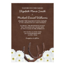 Western Horseshoes and Daisies Wedding Invites