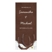 Western Horseshoes and Daisies Wedding Program Rack Card