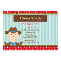 Western Little Cowboy Baby Shower Invitation