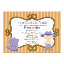 Western Little Cowgirl Baby Shower Invitation