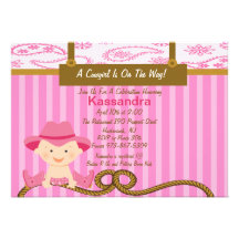 Western Little Cowgirl Baby Shower Invitation