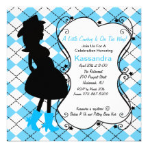 Western Plaid Pregnant  Baby Shower Invitation